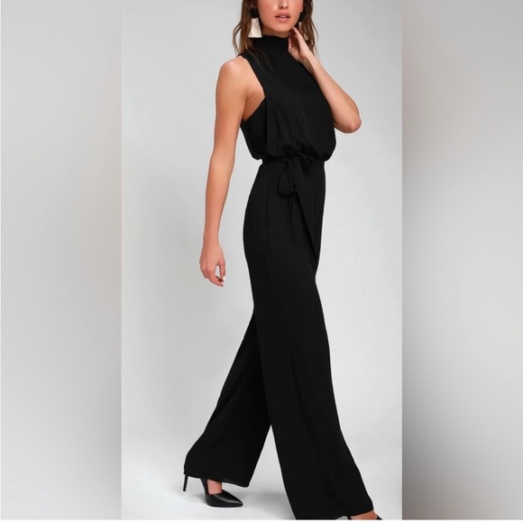Lulus strut your stuff wide leg jumpsuit black size S - Picture 1 of 9
